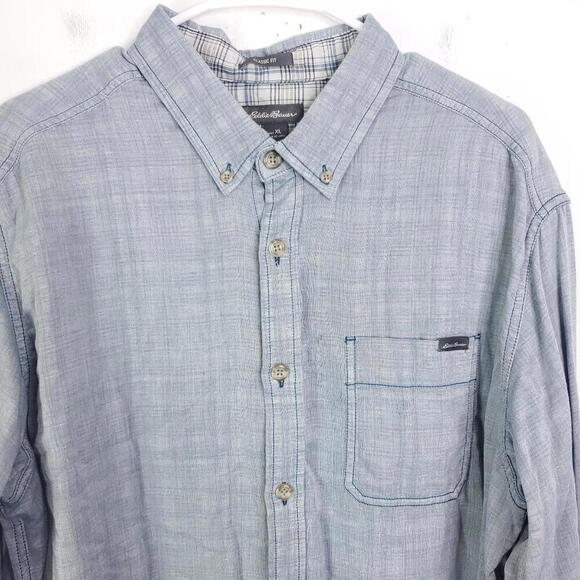 Eddie Bauer Shirt Mens Size XL Classic Fit Button Front Front Pocket Gray - Picture 3 of 9